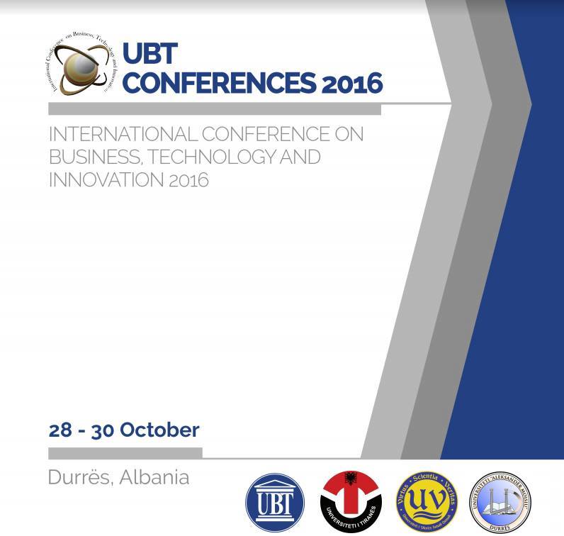 UBT organizon Konferencën e Pestë Ndërkombëtare për Biznes, Teknologji dhe Inovacion (ICBTI 2016)