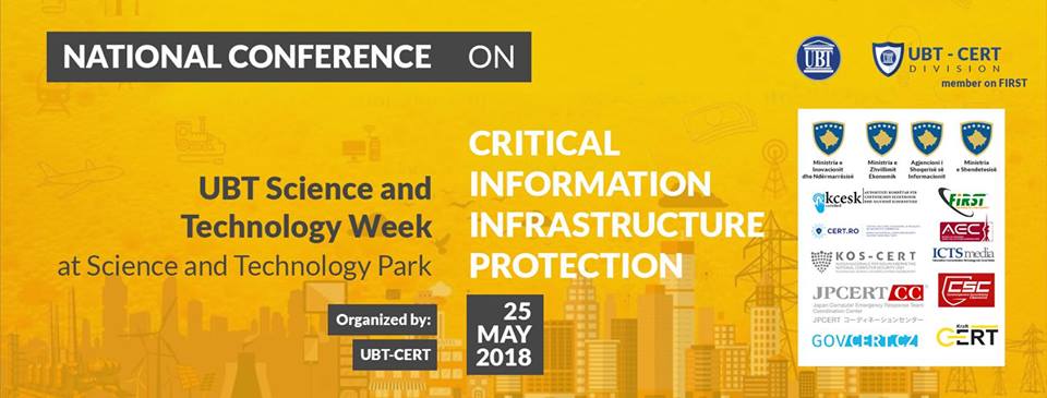 Më 25 maj, në UBT do të mbahet konferenca “Infrastrukturat Kritike të Informacionit dhe Mbrojtja e tyre – CIIP & GDPR”