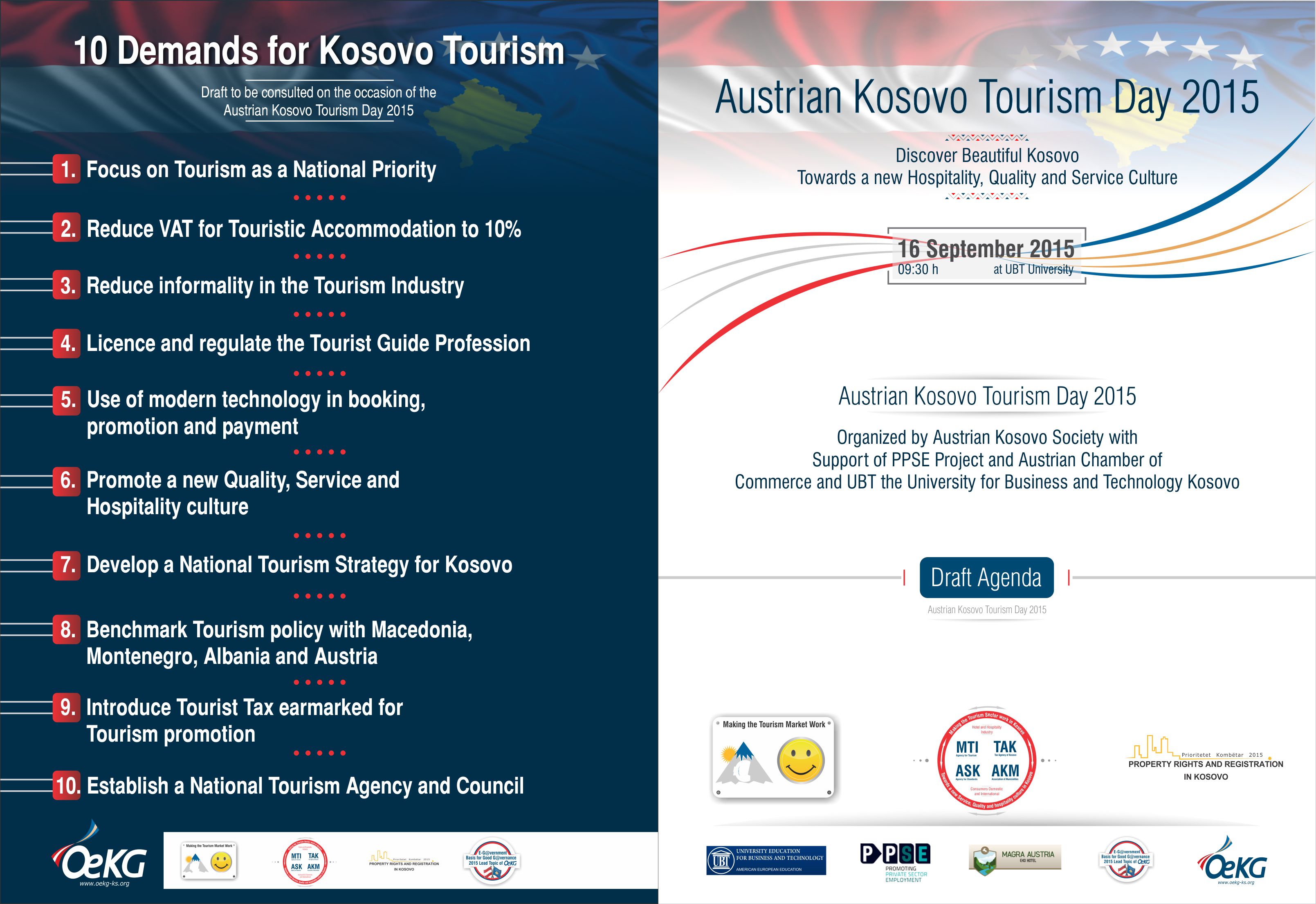 UBT ju fton të merrni pjesë në konferencën dyditore: “Ditët Austriake-Kosovare të Turizmit 2015”