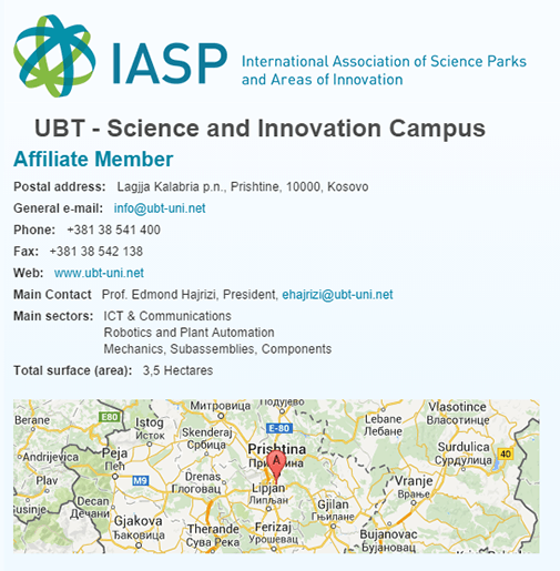 UBT anëtarëson Kosovën në IASP