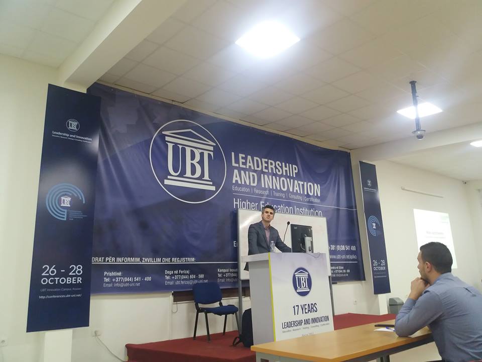 The UBT professor Besnik Muqaku gives a lecture to students of the Faculty of Food Science and Biotechnology