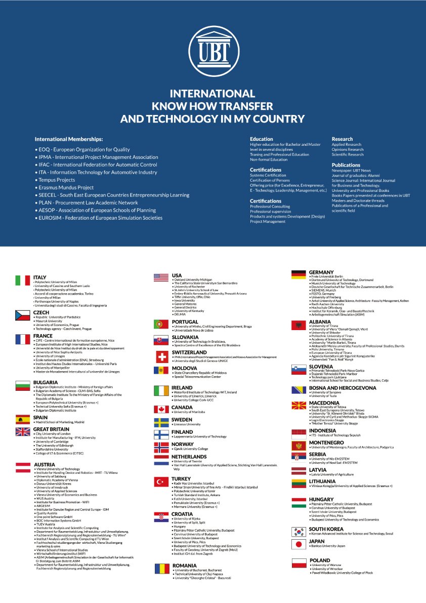UBT vlerëson lartë bashkëpunimin me institucionet arsimore ndërkombëtare gjatë vitit 2018
