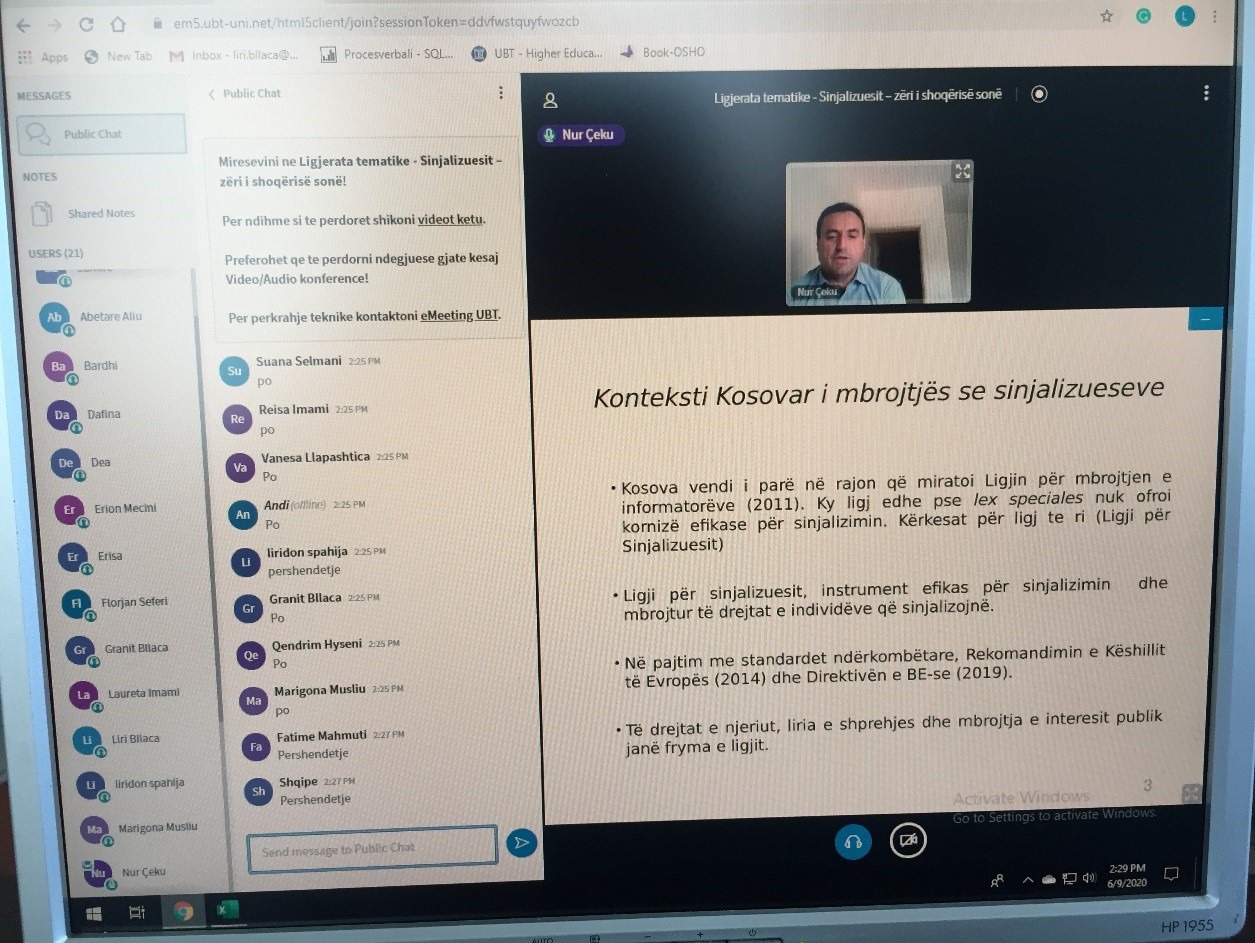 Në Fakultetin Shkenca Politike u mbajt ligjëratë tematike për sinjalizuesit në Kosovë