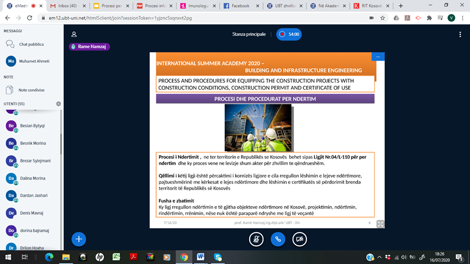 Mbyll aktivitetin Akademia e Ndërtimtarisë, virtualisht morën pjesë qindra pjesëmarrës