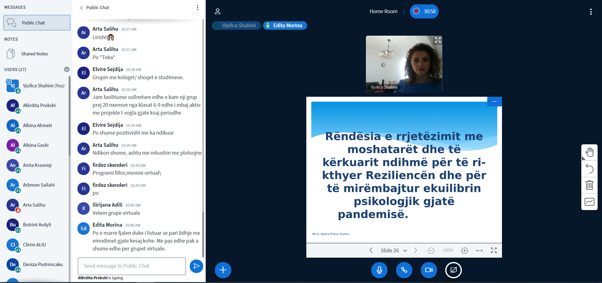 UBT po vazhdon me akademitë verore, Akademia Verore e Psikologjisë shënon ditën e katërt të punimeve