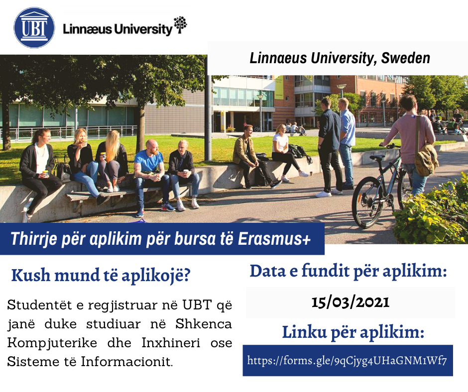 UBT shpall të hapur thirrjen për shkëmbim të studentëve në Linnaeus University, Suedi