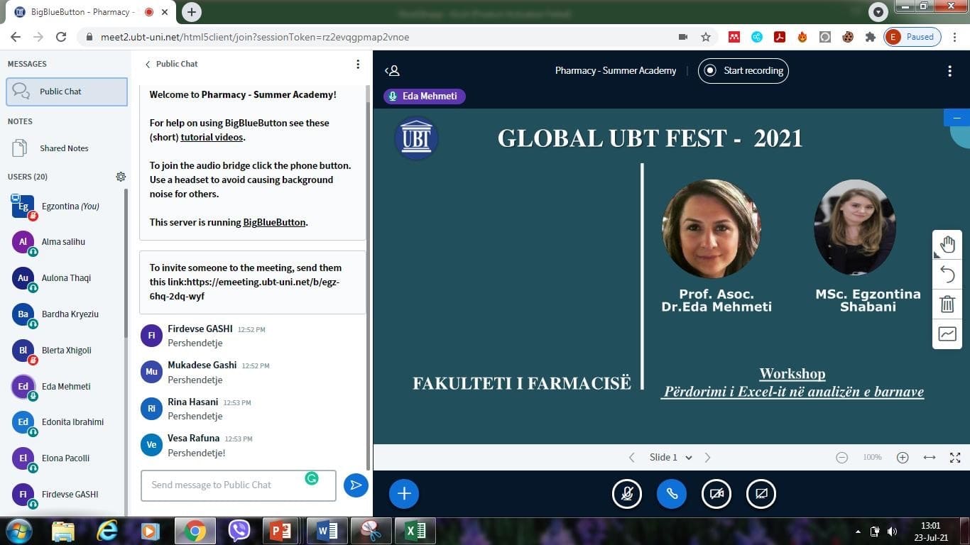 Mbyllet Akademia Ndërkombëtare Verore e Fakultetit të Farmacisë – diskutohet rreth punësimit të diplomuarve në Fakultetin e Farmacisë