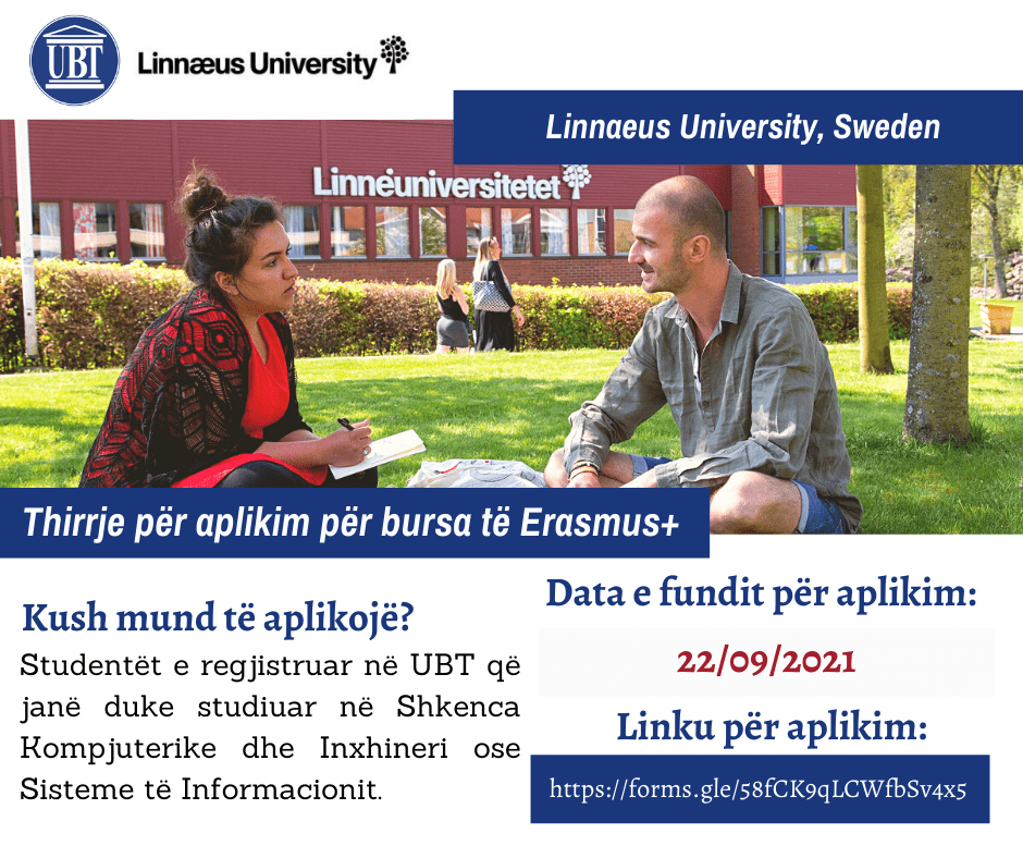 UBT shpall të hapur thirrjen për aplikim për shkëmbim studentor në Linnaeus University, Suedi