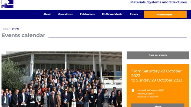 UBT places Kosovo in network of international union of laboratories and experts RILEM