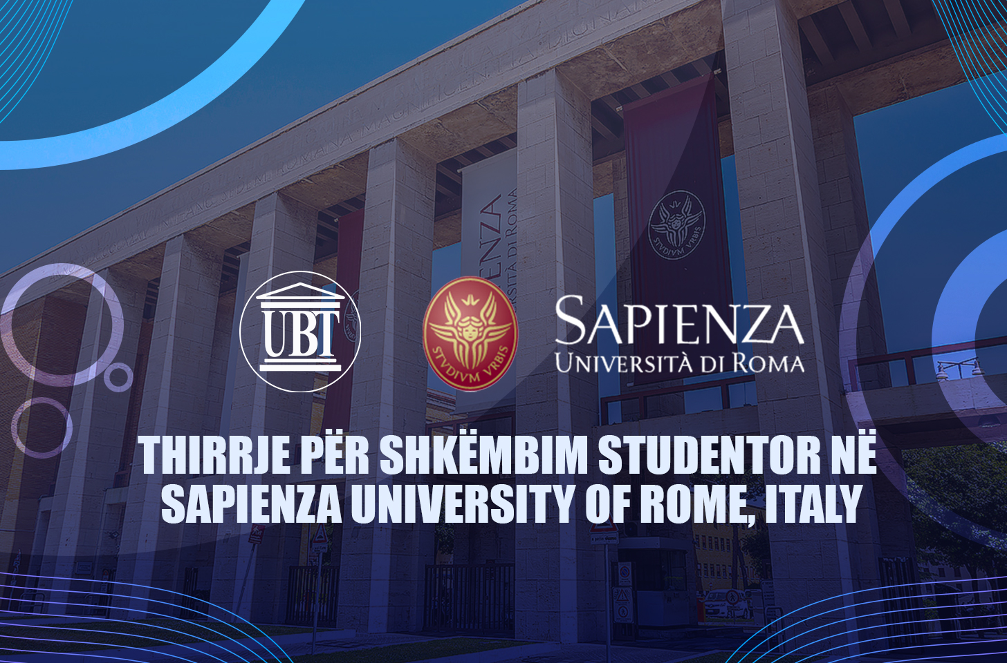 UBT shpall të hapur thirrjen për shkëmbim studentor në “Sapienza University of Rome”