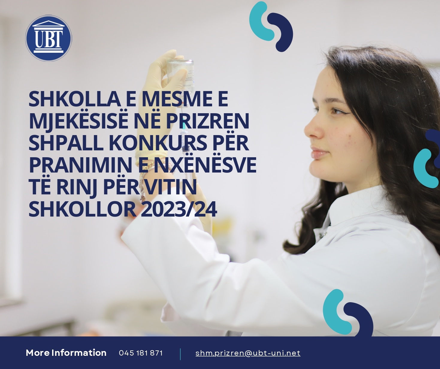 Shkolla e Mesme e Mjekësisë UBT në Prizren shpall konkurs për pranimin e nxënësve të rinj për vitin shkollor 2023/24
