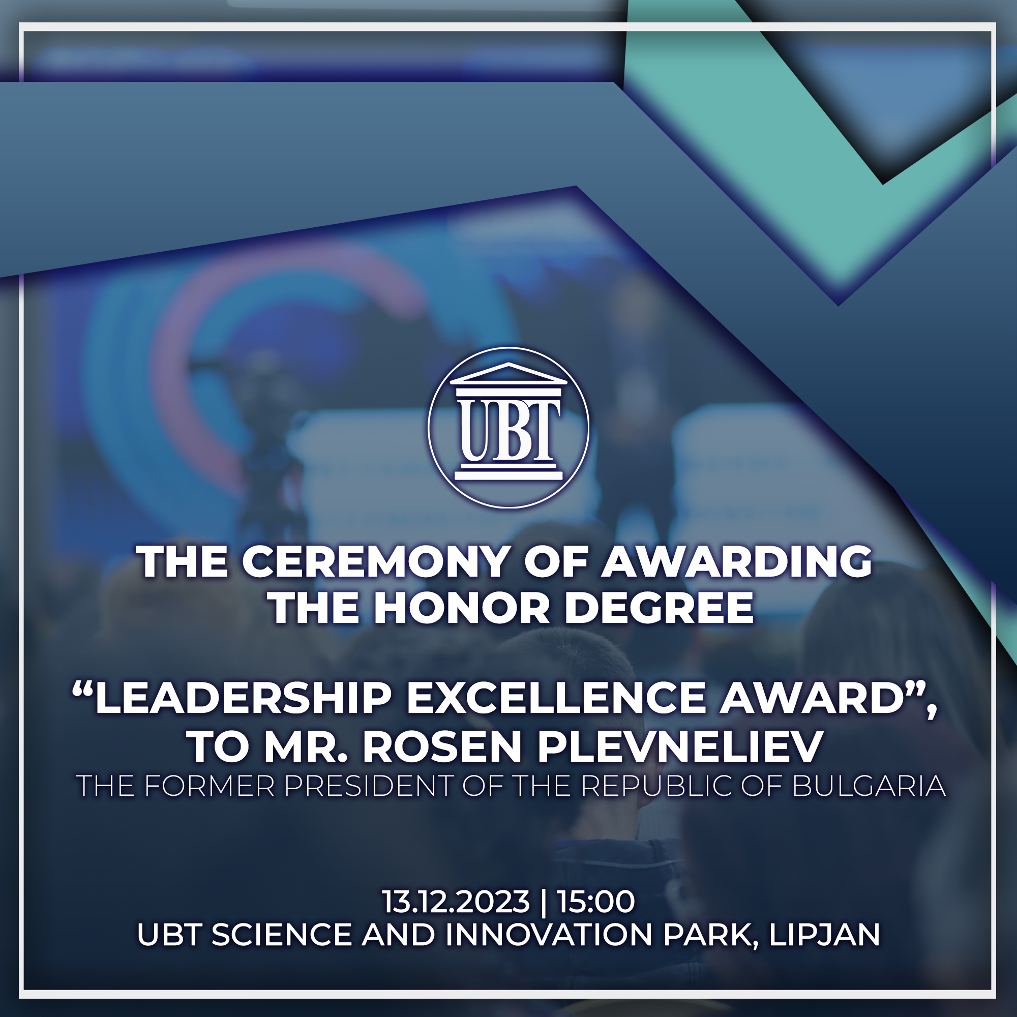 UBT do ta nderojë me Çmimin “Excellence Leadership Award”, ish-Presidentin e Republikës së Bullgarisë, Z. Rosen Plevnelie
