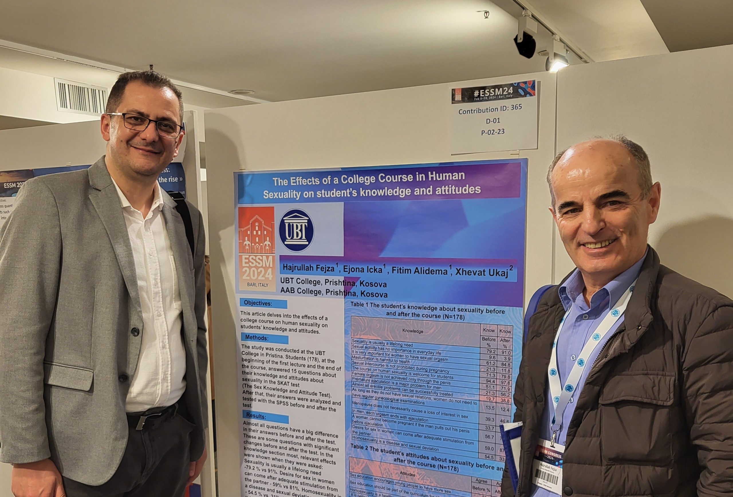 Profesorët e UBT-së, Fitim Alidema dhe Hajrullah Fejza prezantuan në Kongresin ESSM 2024 në Bari të Italisë