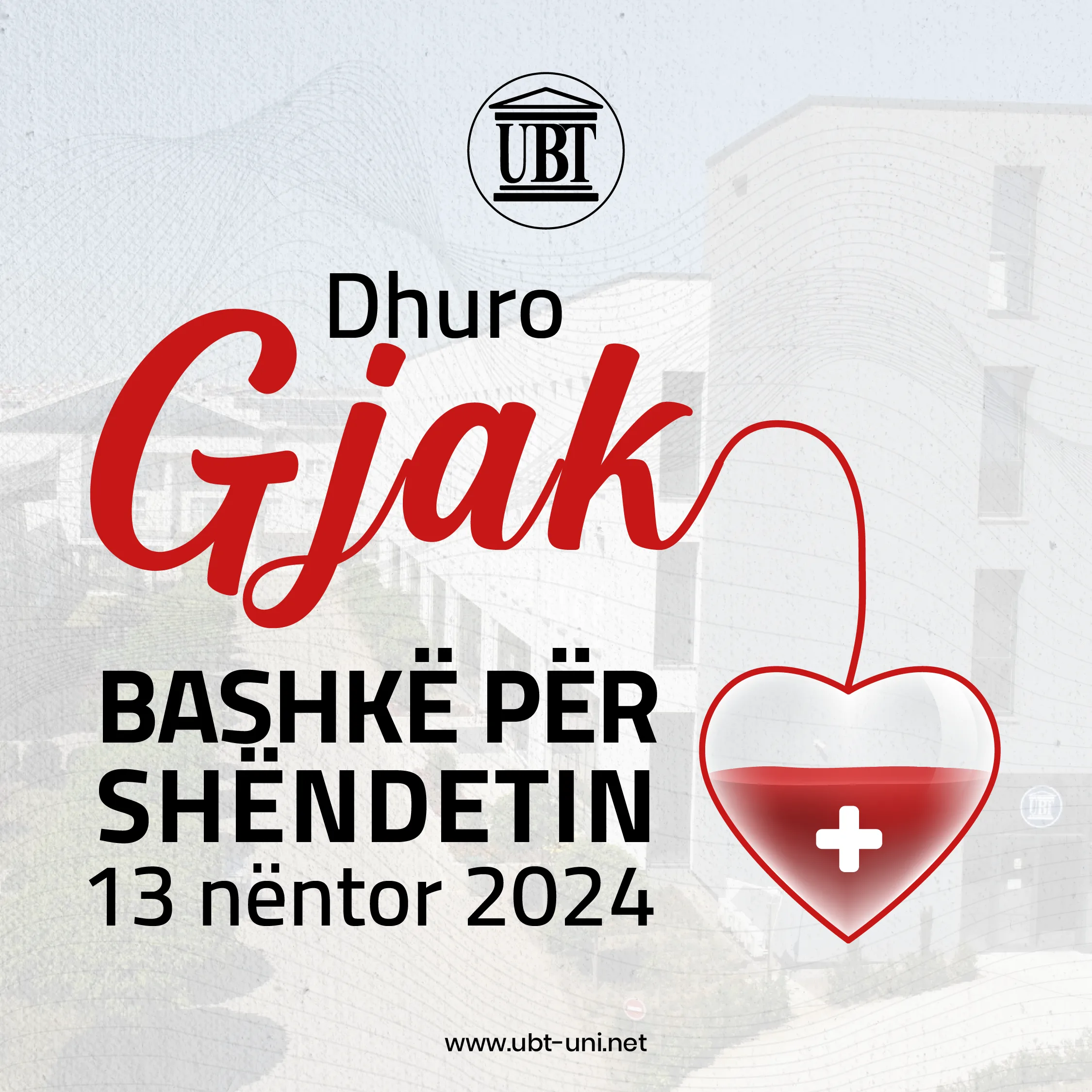 Dhuroni gjak në UBT më 13 Nëntor, së bashku për shëndetin!