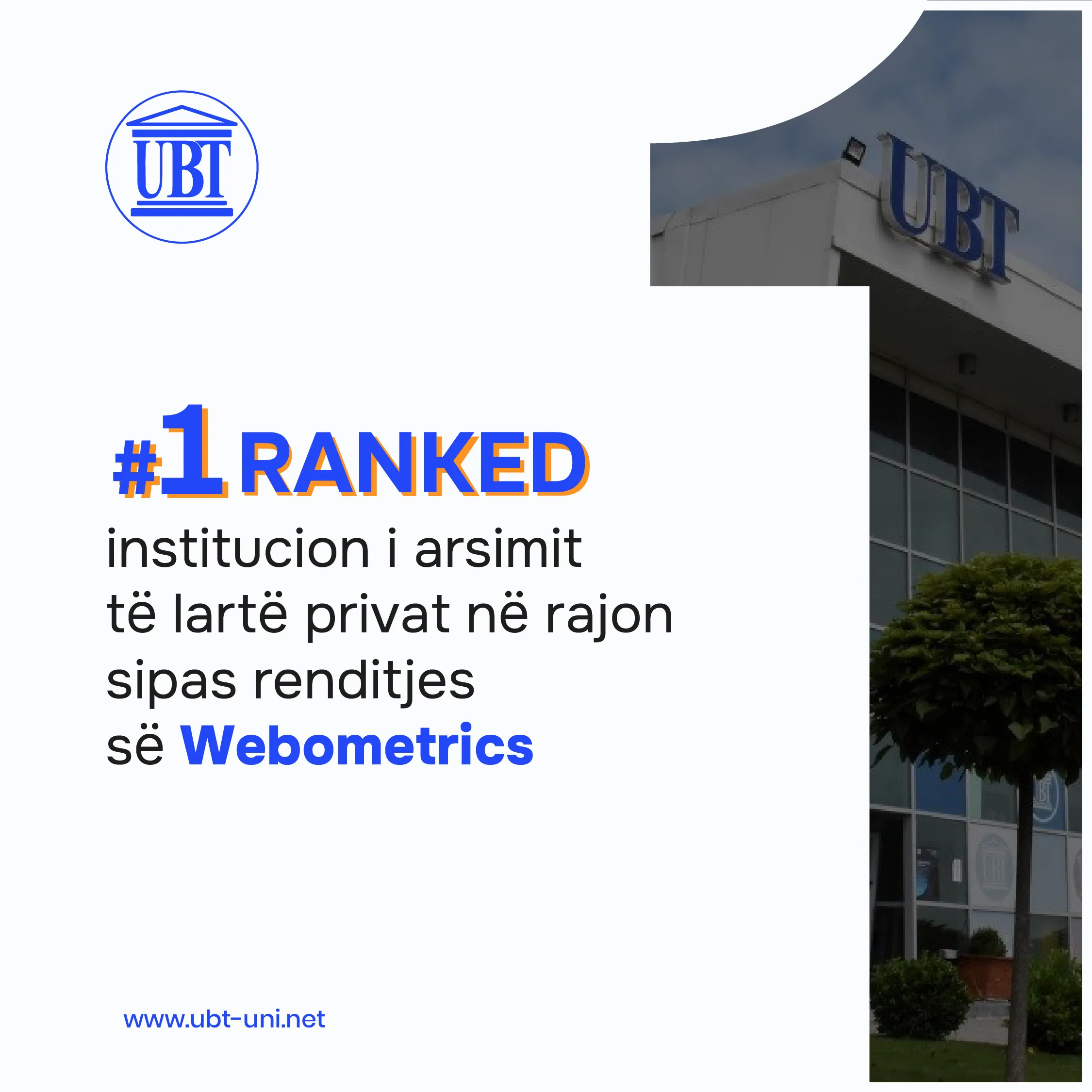 UBT prapë i pari në rangimin e Webometrics