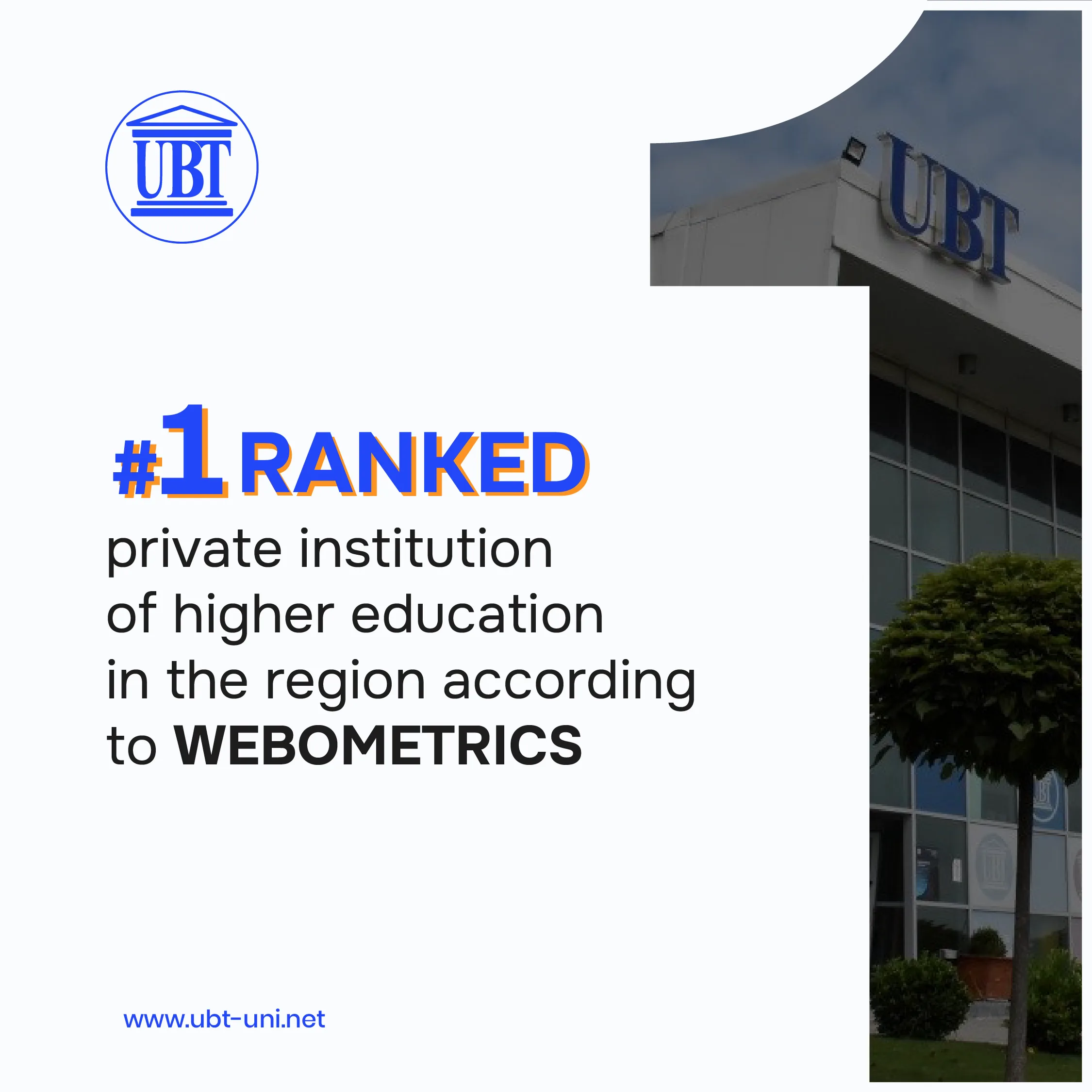 UBT again ranked first in Webometrics Ranking