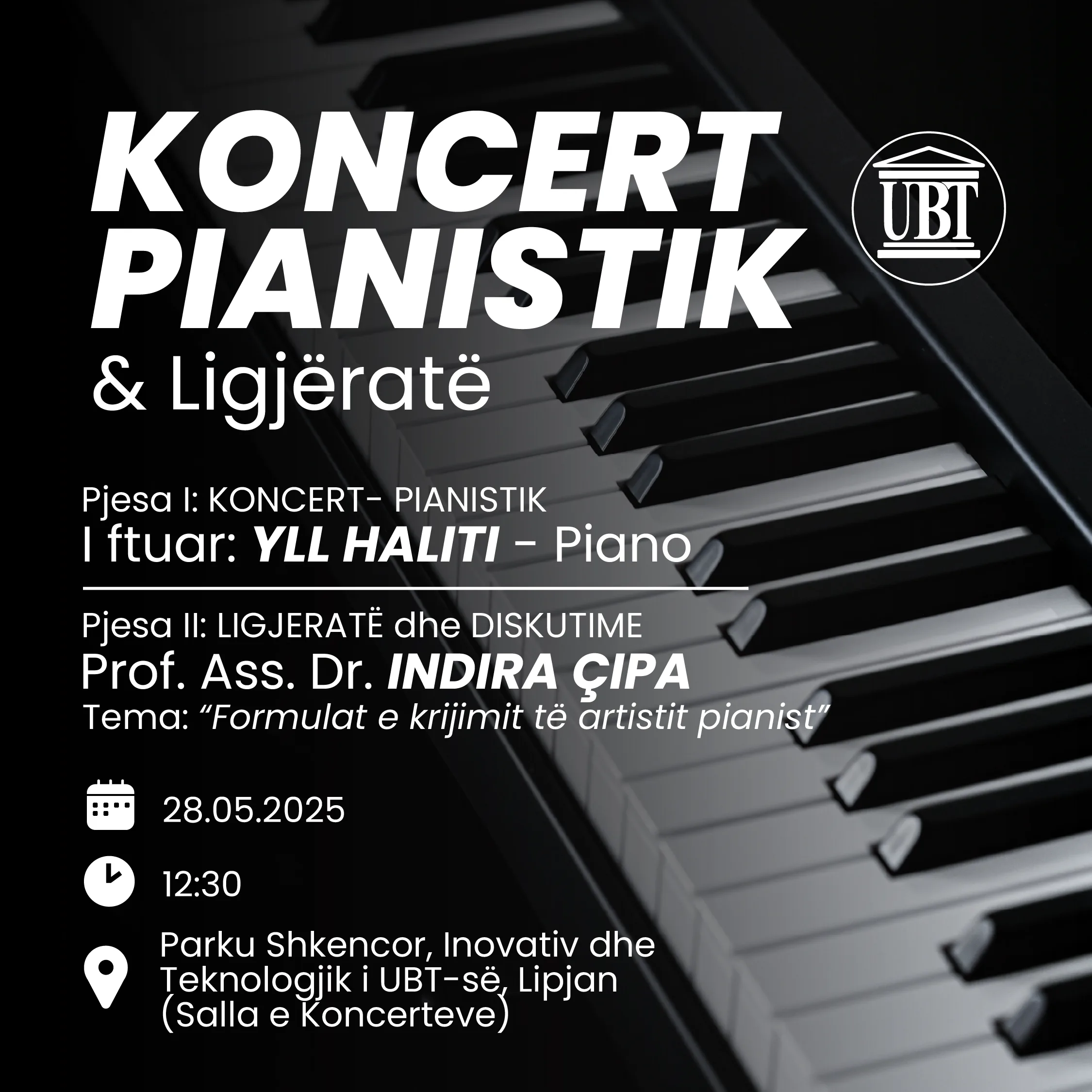 Koncert pianistik dhe ligjëratë në UBT – Një ditë e dedikuar artit dhe reflektimit