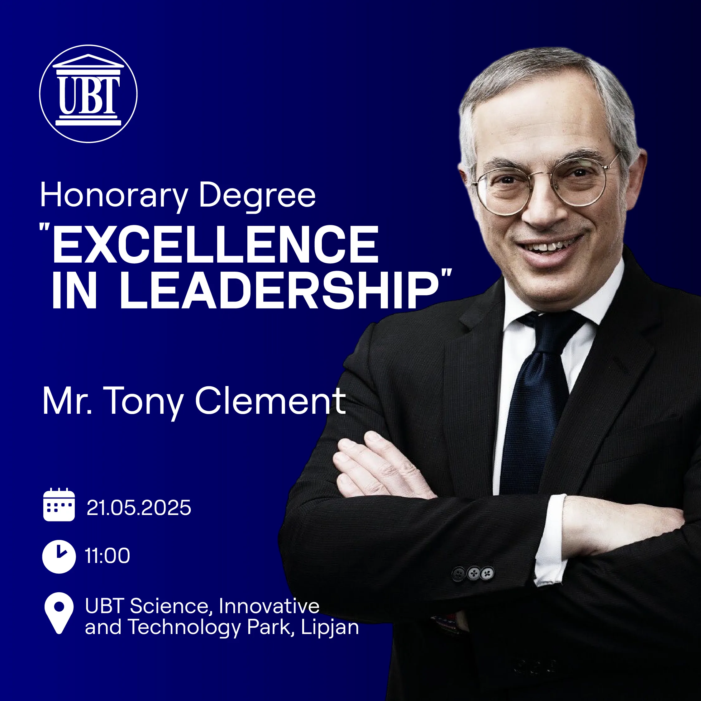 UBT do të ndajë çmimin më të lartë institucional për Tony Clement