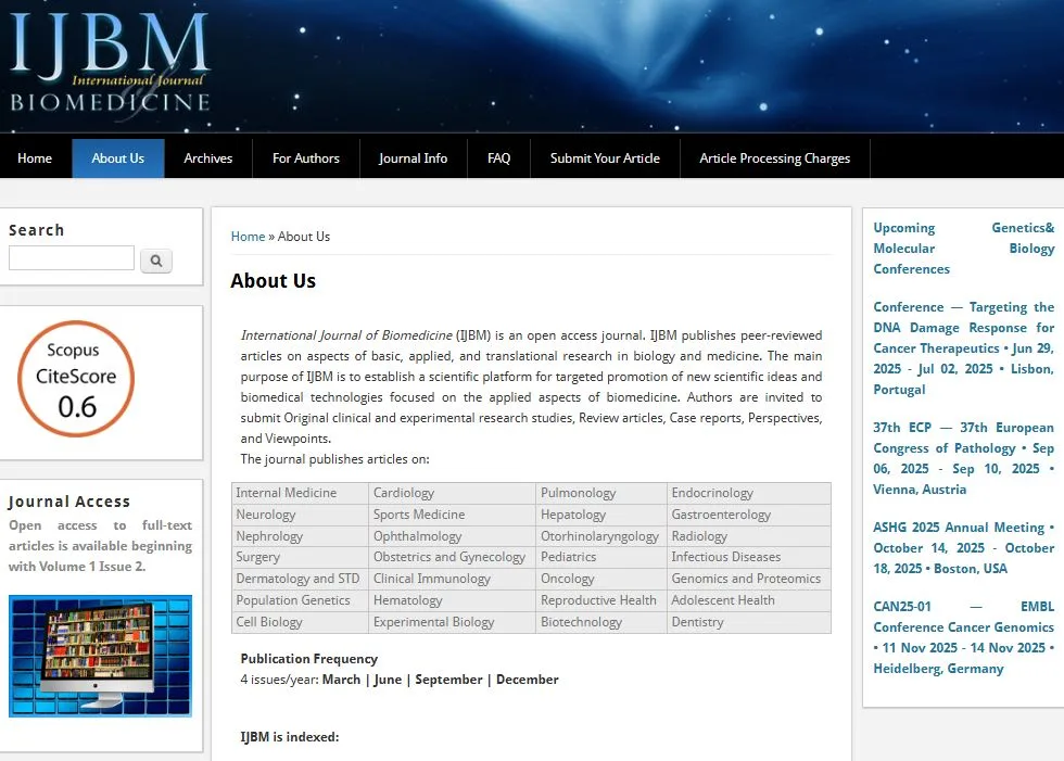 Publikim i rëndësishëm shkencor nga profesorët e UBT-së në revistën prestigjioze “International Journal of Biomedicine”
