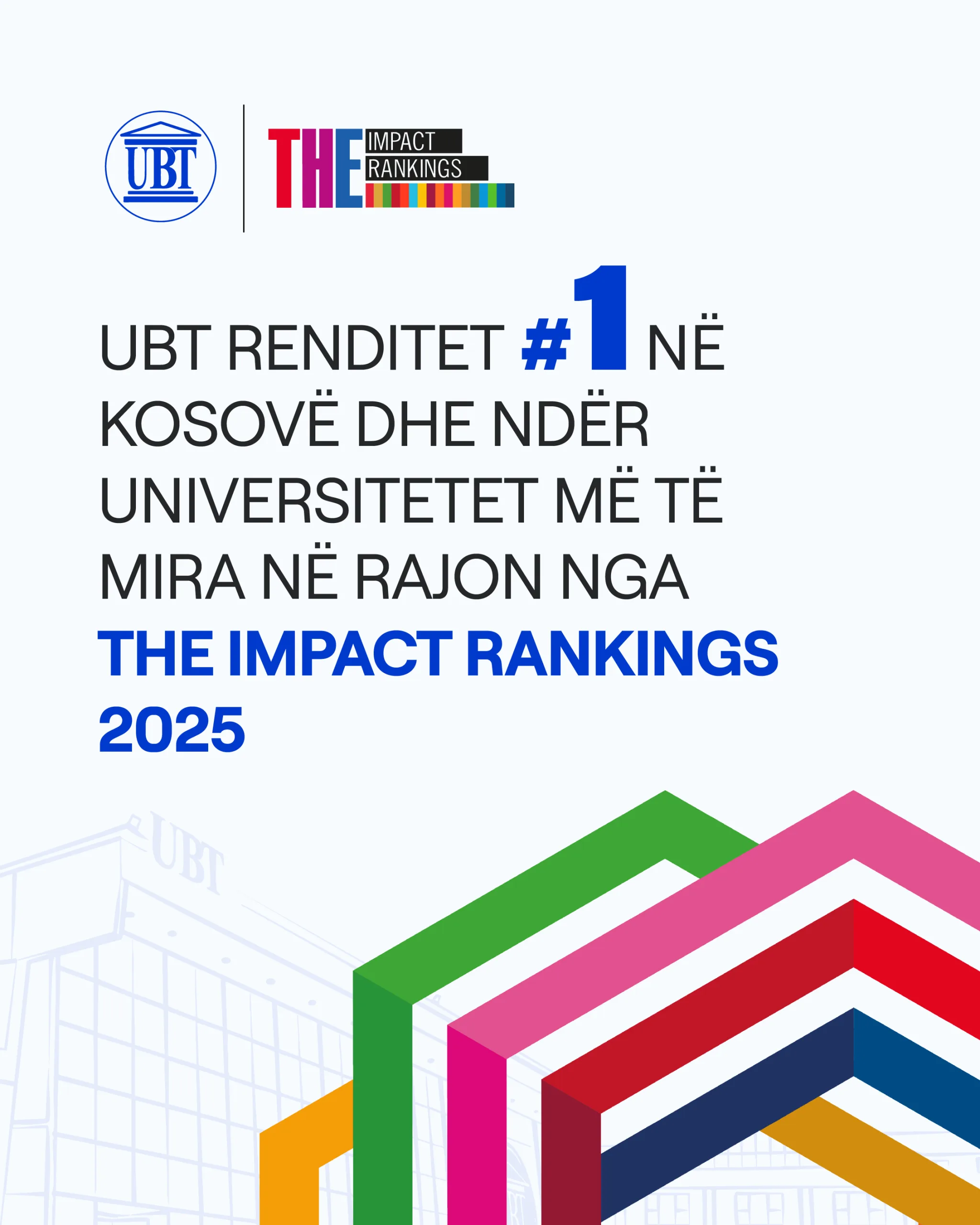 UBT renditet i pari në Kosovë dhe ndër universitetet më të mira në rajon nga THE Impact Rankings 2025