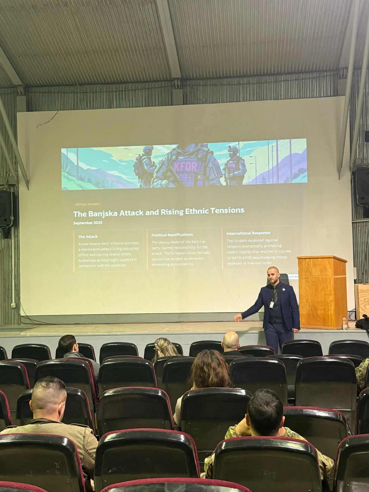 UBT Security Expert Arian Kadriu Delivers Thematic Lecture at Camp Bondsteel
