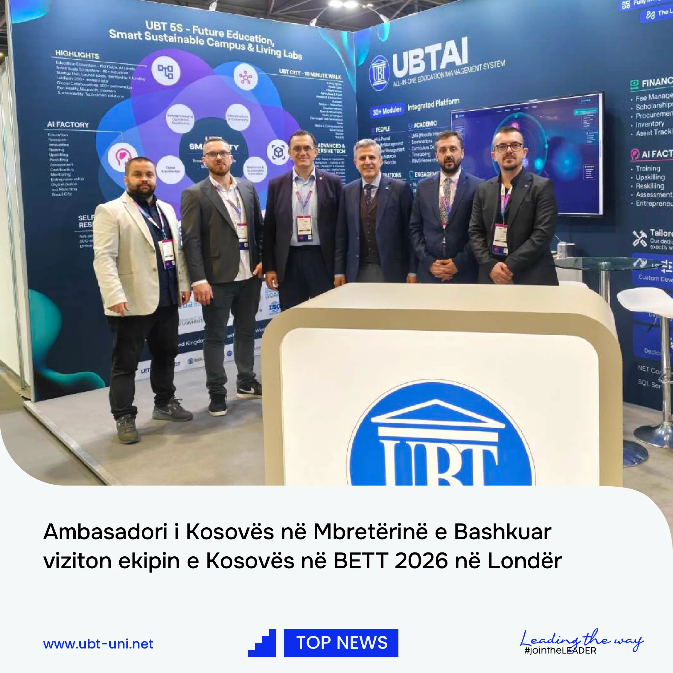 Ambasadori i Kosovës në Mbretërinë e Bashkuar viziton ekipin e Kosovës në BETT 2026 në Londër