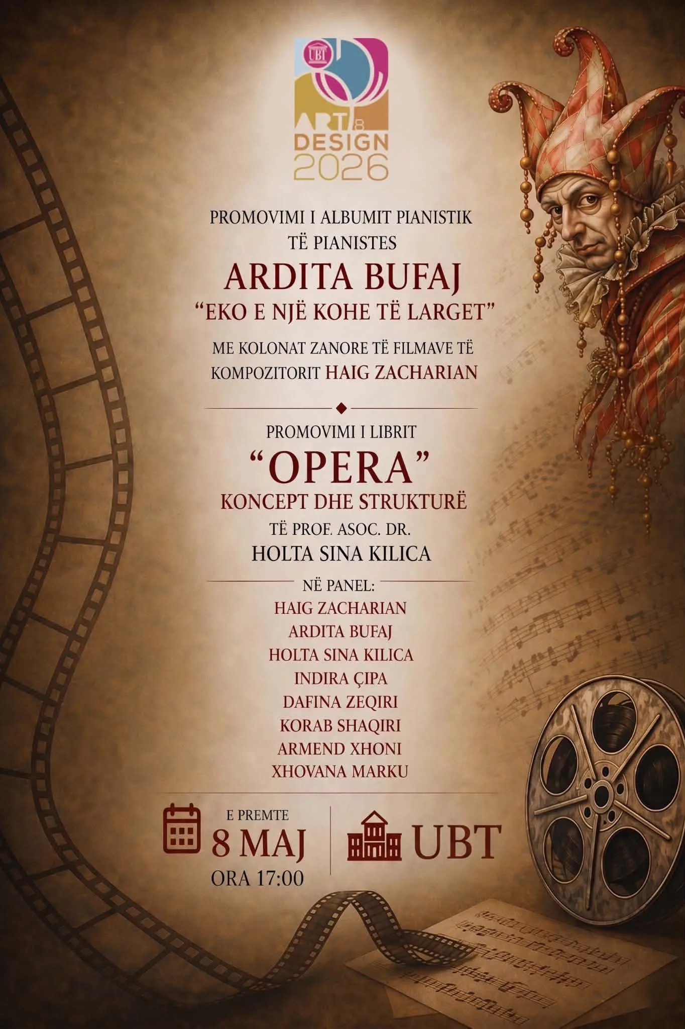 Ditët e Artit dhe Dizajnit 2026 në UBT sjellin një mbrëmje të veçantë kulturore me promovimin e albumit pianistik të Ardita Bufaj dhe librit “Opera – Koncept dhe Strukturë”
