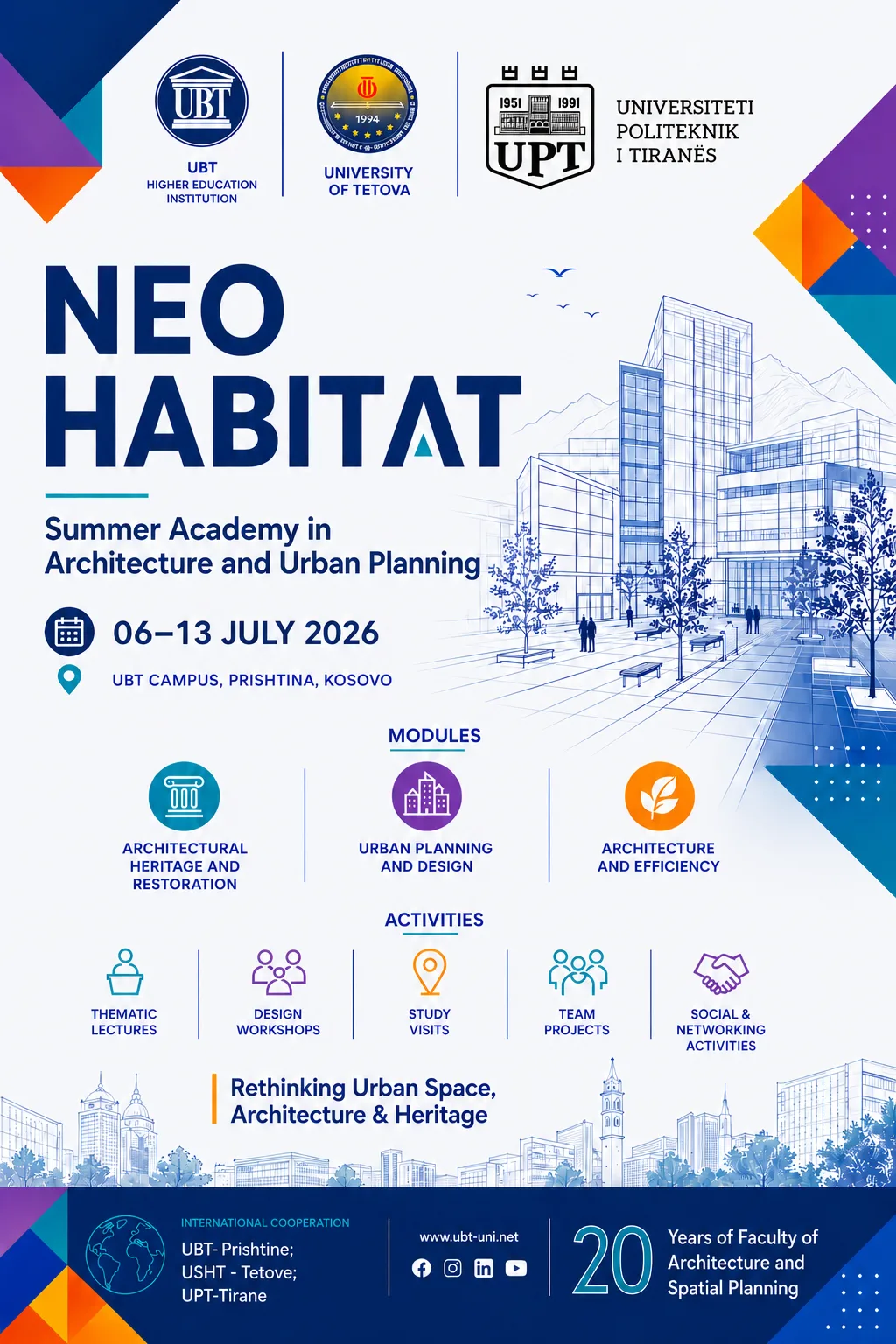Global UBT Fest 2026 sjell Akademinë Verore të Arkitekturës “Neo Habitat” me fokus në arkitekturë dhe qytete të qëndrueshme